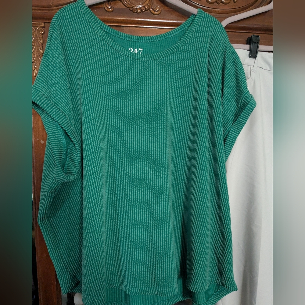 Women's 3x Maurices Teal Ribbed Short Sleeve Top